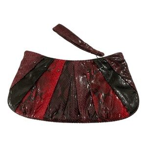 Nine West Faux Reptile Clutch Wristlet Bordeaux  Purple Ombré Party Night Out